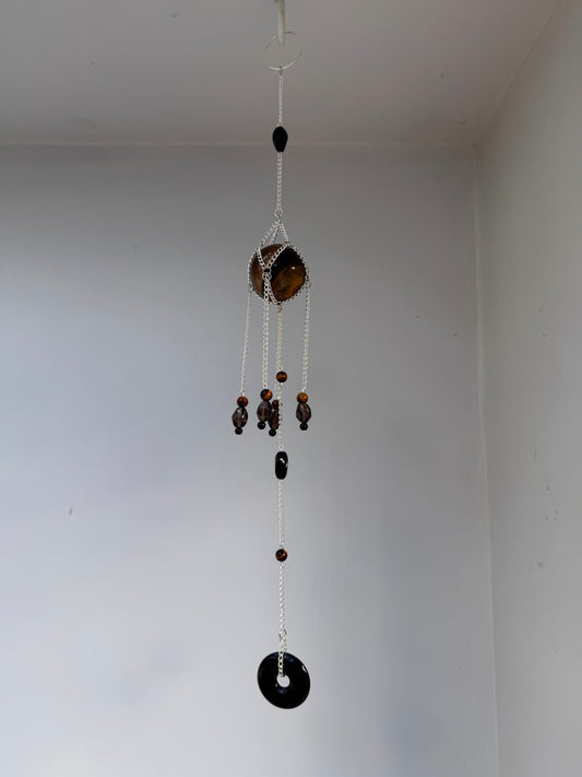 Tigers Eye + Agate Suncatcher | Handmade Crystal Wall Hanging