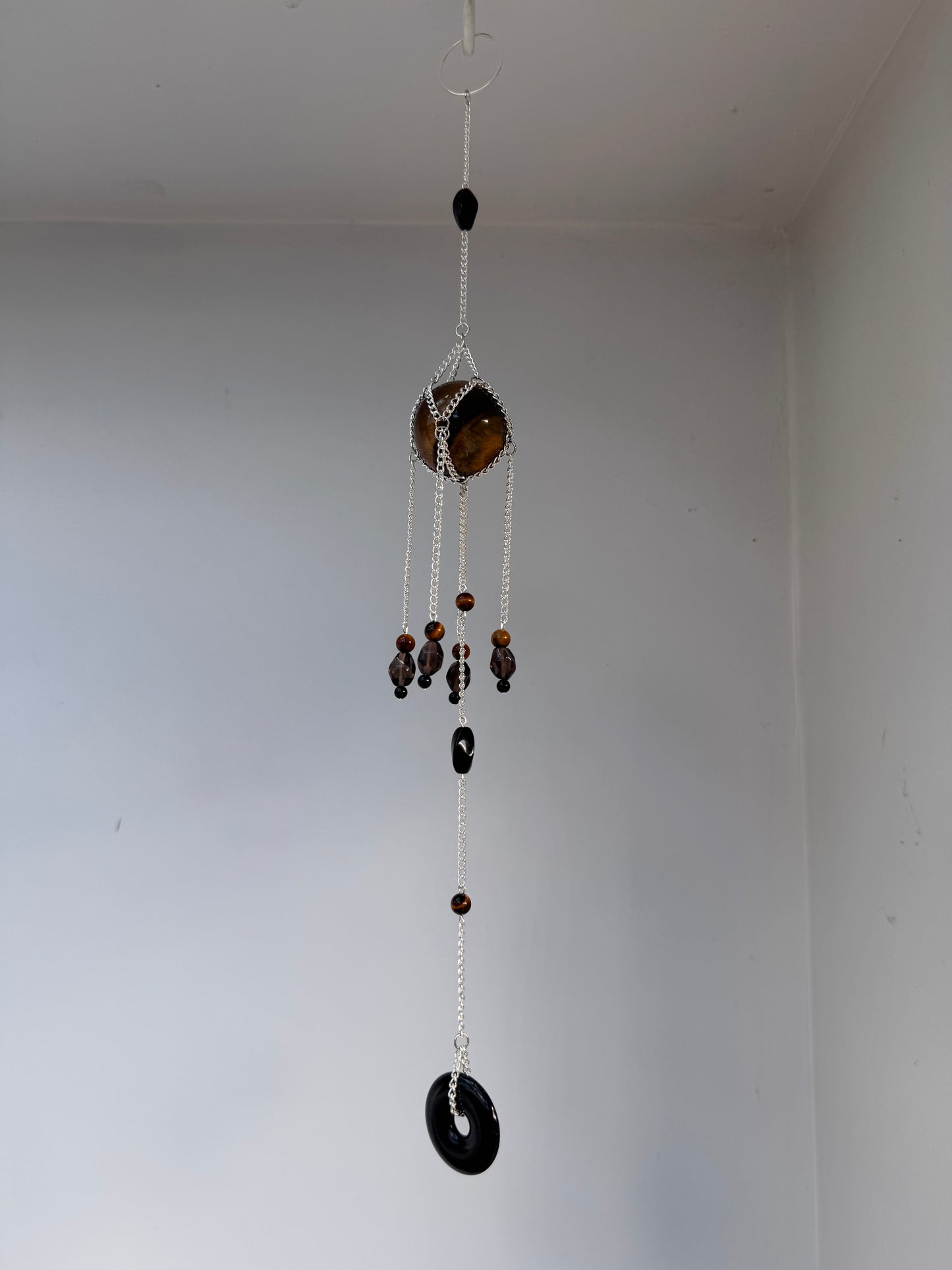 Tigers Eye + Agate Suncatcher | Handmade Crystal Wall Hanging