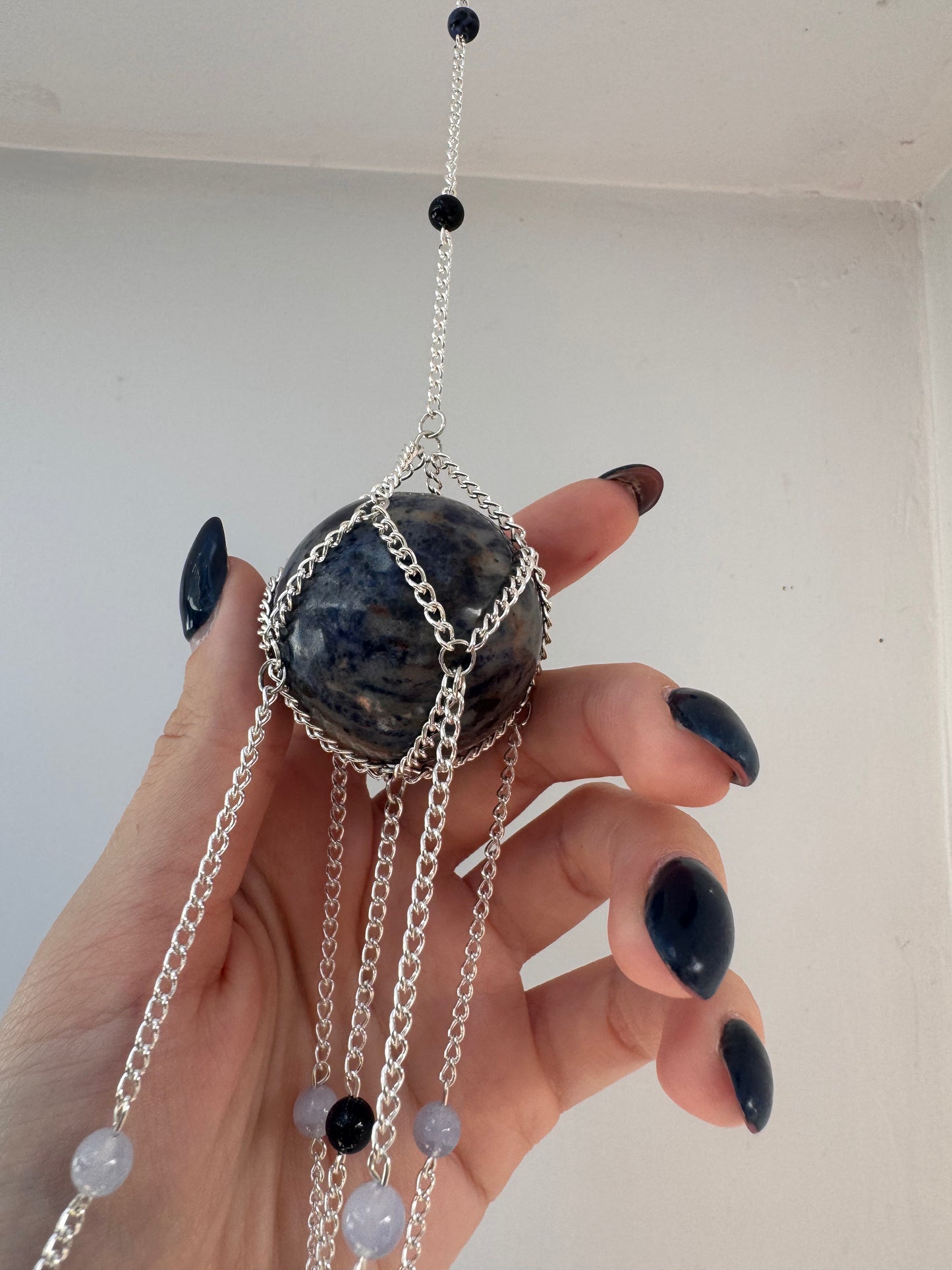 Sodalite Suncatcher | Handmade Crystal Wall Hanging