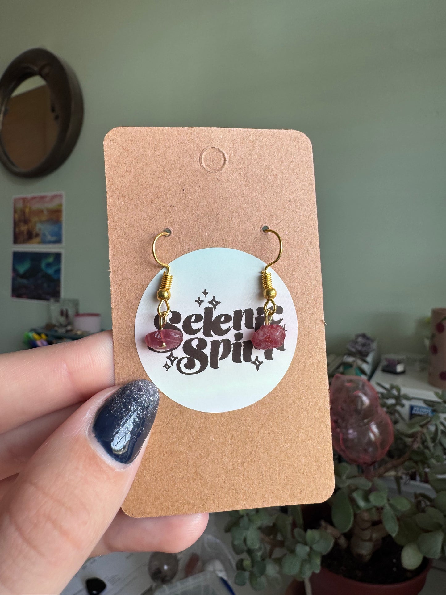 Custom order for Brooklyn | Pink Tourmaline crystal chip earrings