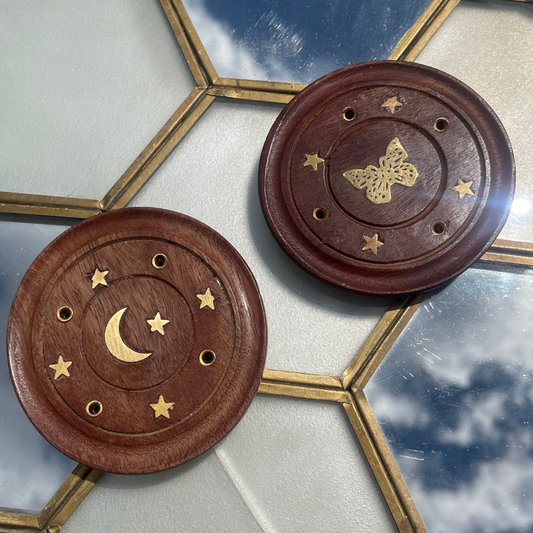 Round Incense Holders | Butterfly | Moon | 4 Holes for Incense Sticks