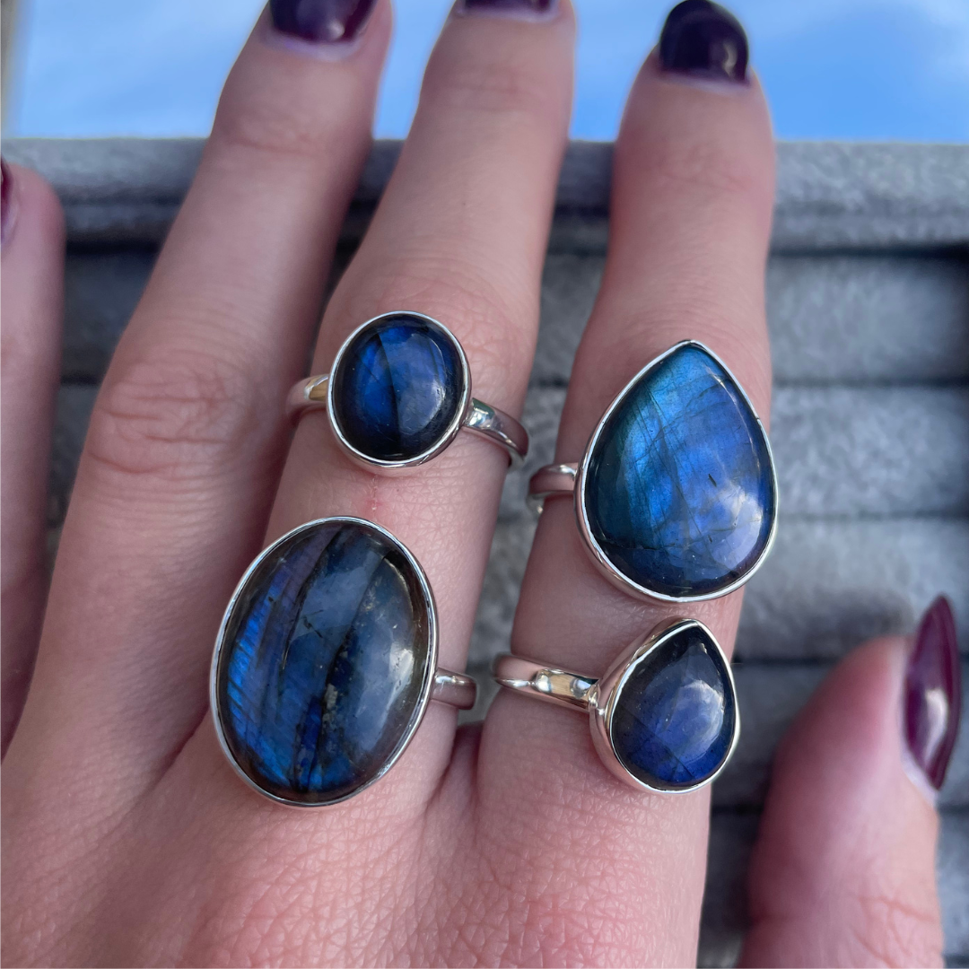 Labradorite Sterling Silver Rings | N, P, Q