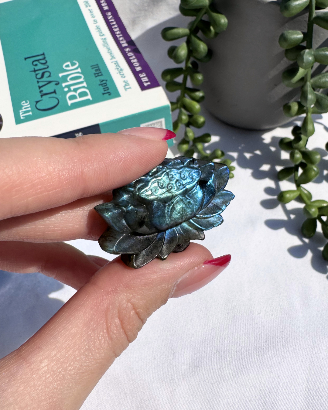 Labradorite AA Grade Lotus Flower Carving