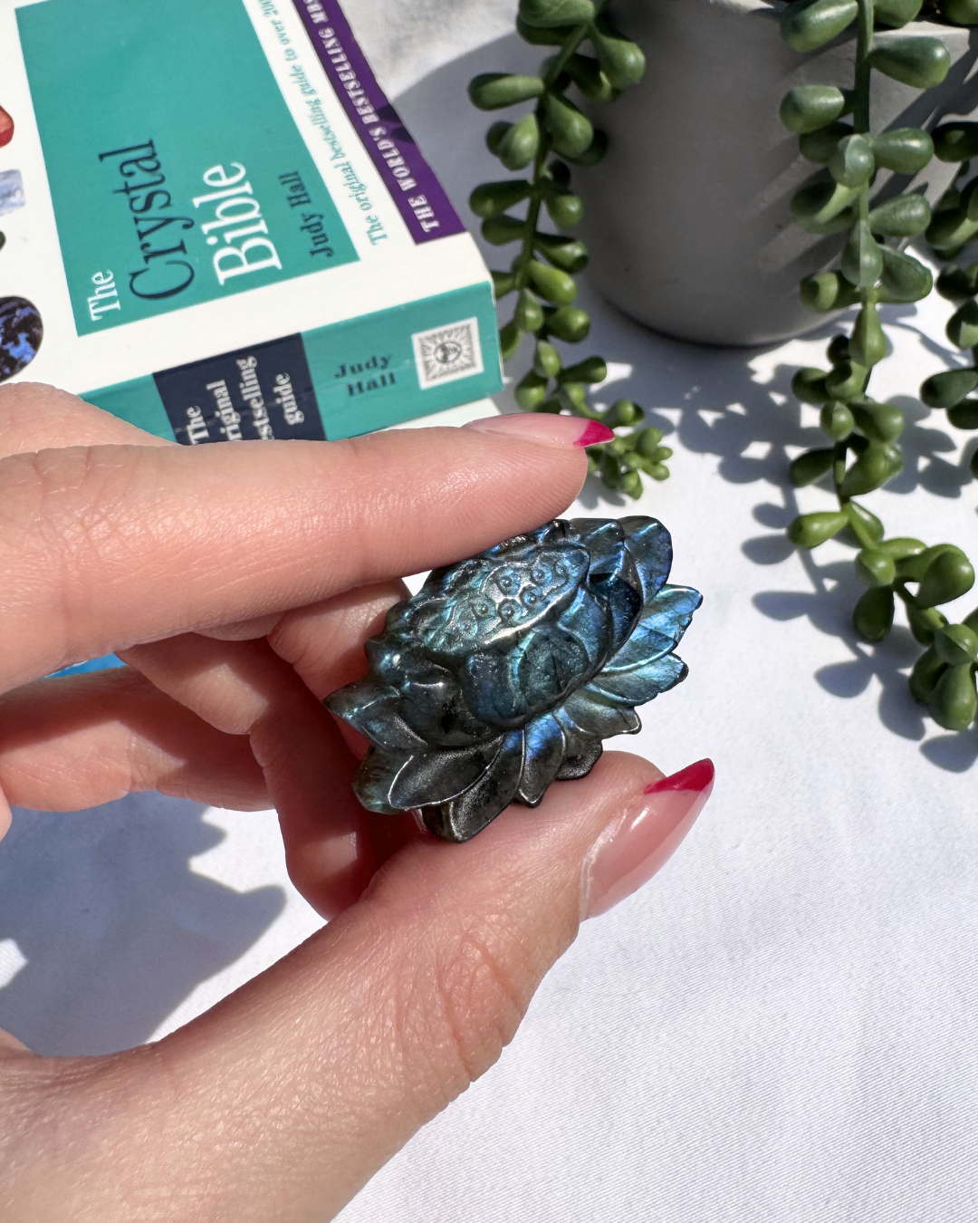 Labradorite AA Grade Lotus Flower Carving