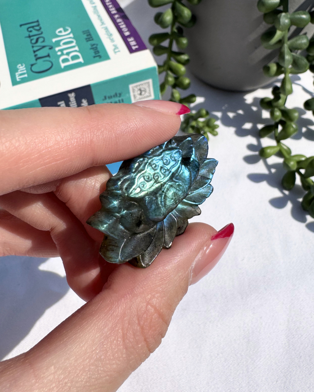 Labradorite AA Grade Lotus Flower Carving