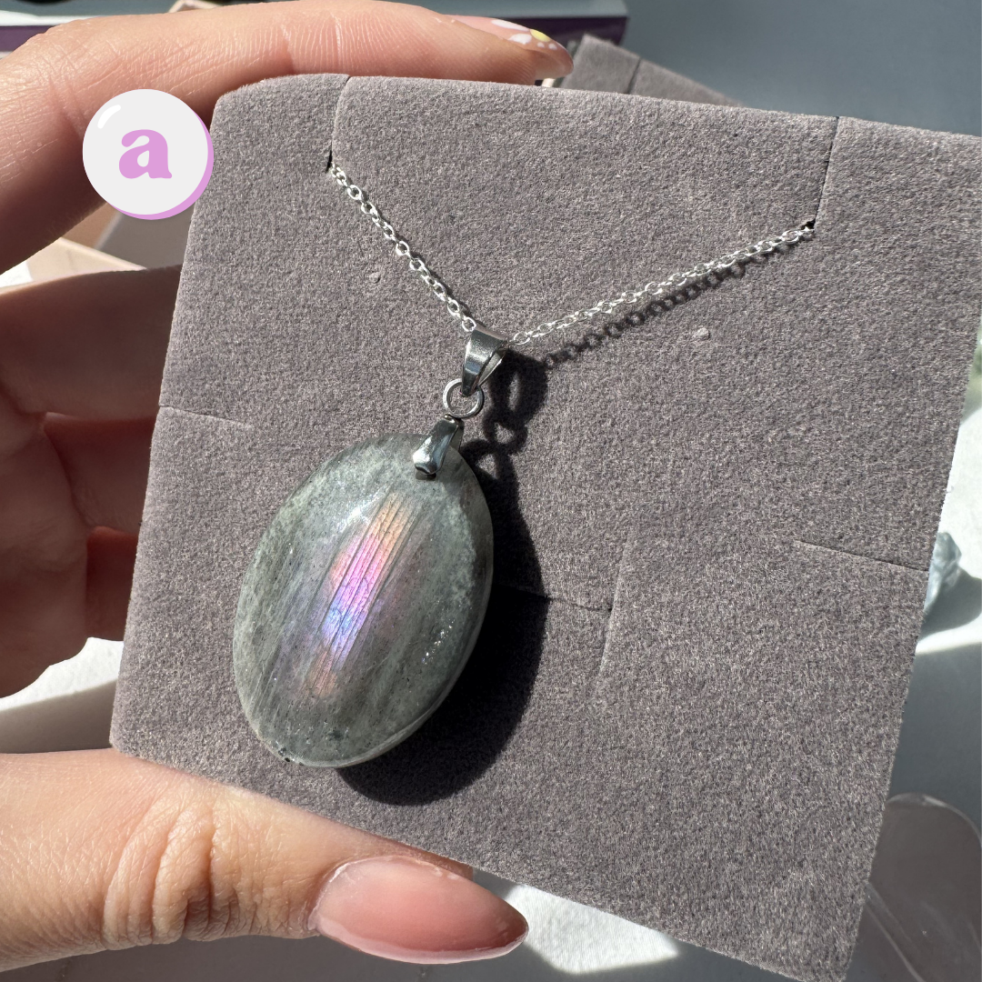 Labradorite Oval Sterling Silver Necklaces