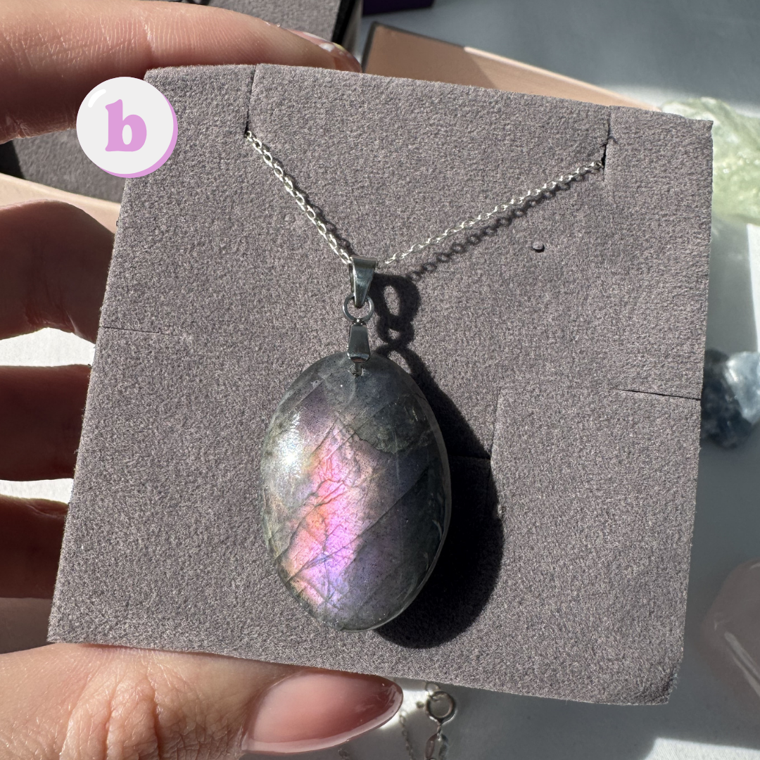 Labradorite Oval Sterling Silver Necklaces