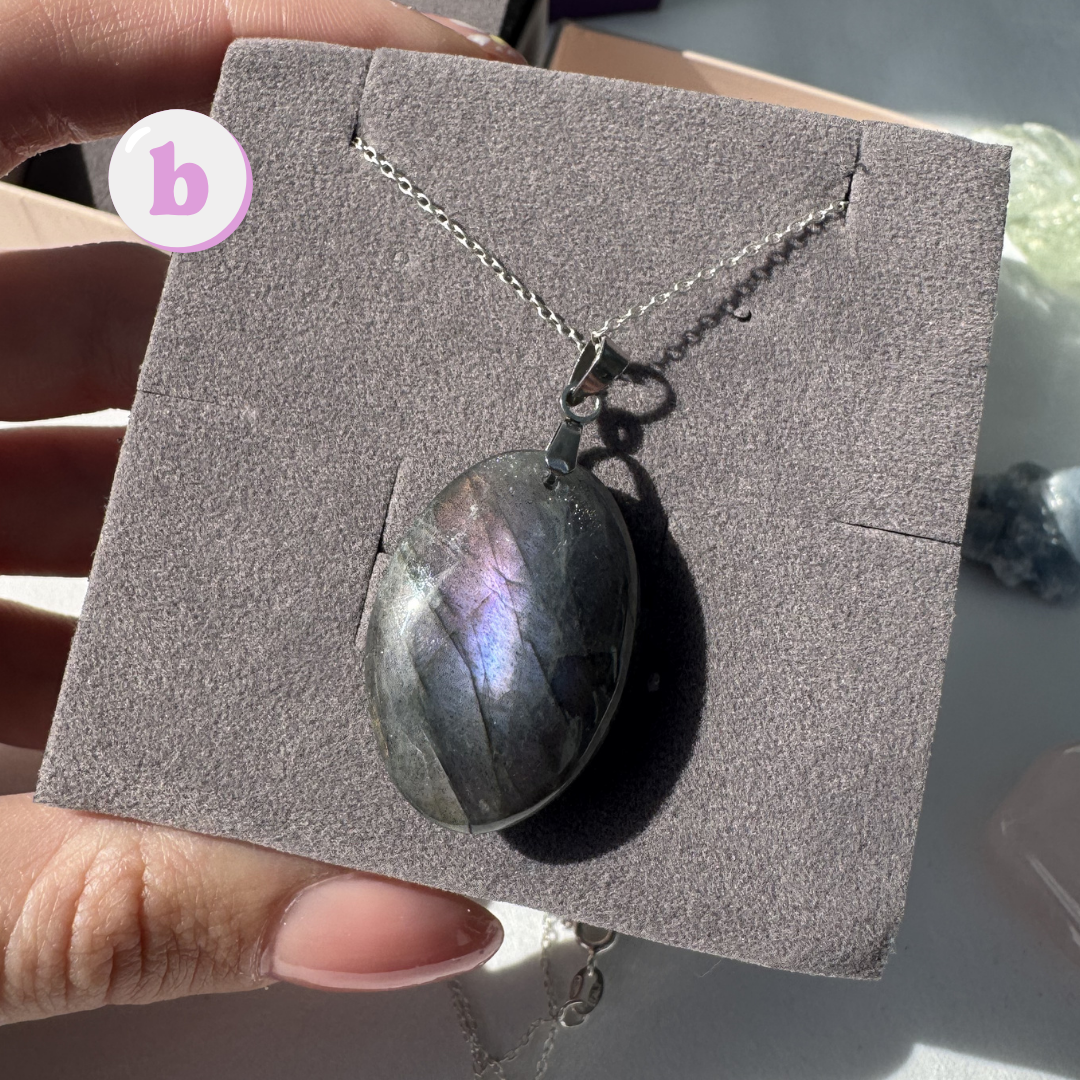 Labradorite Oval Sterling Silver Necklaces