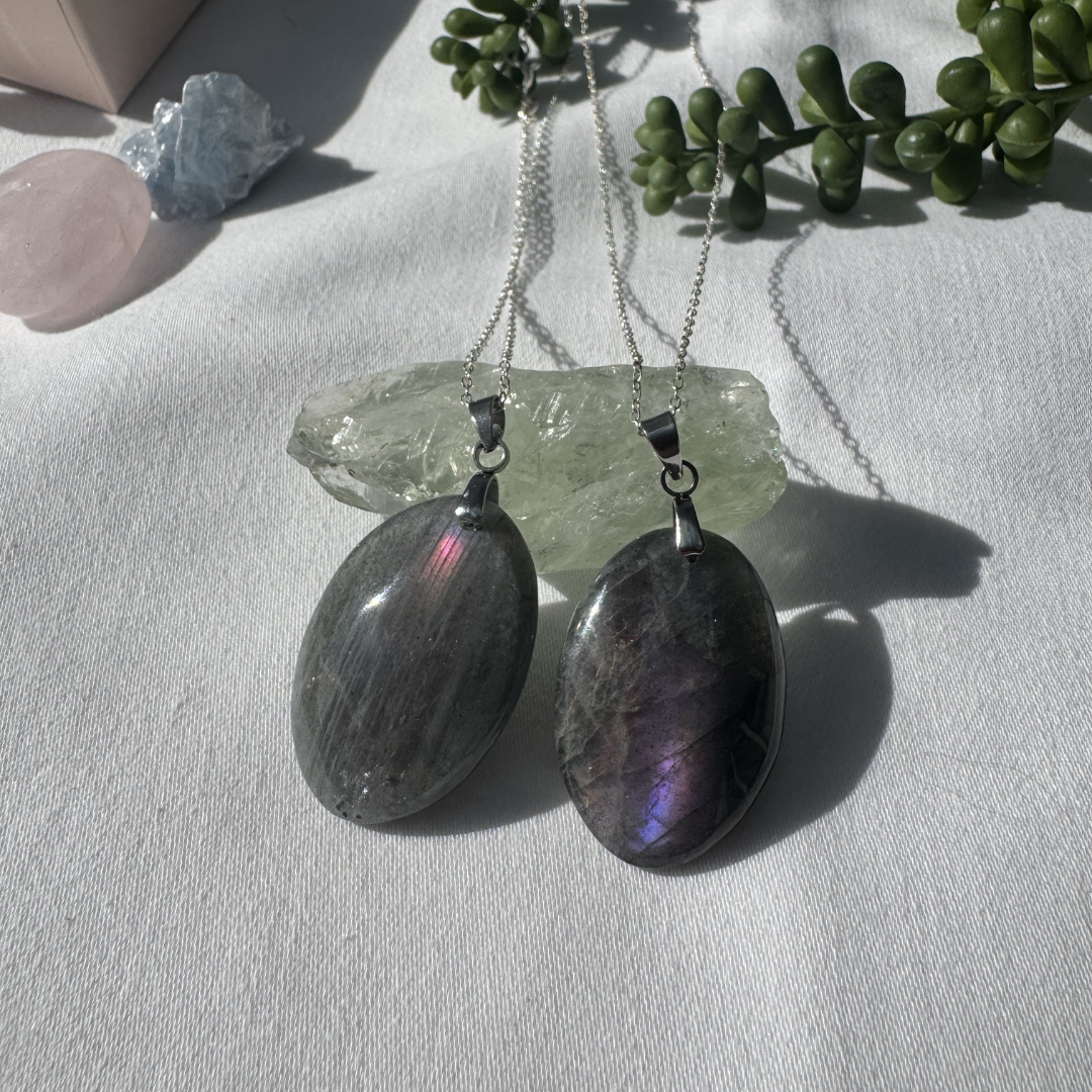 Labradorite Oval Sterling Silver Necklaces