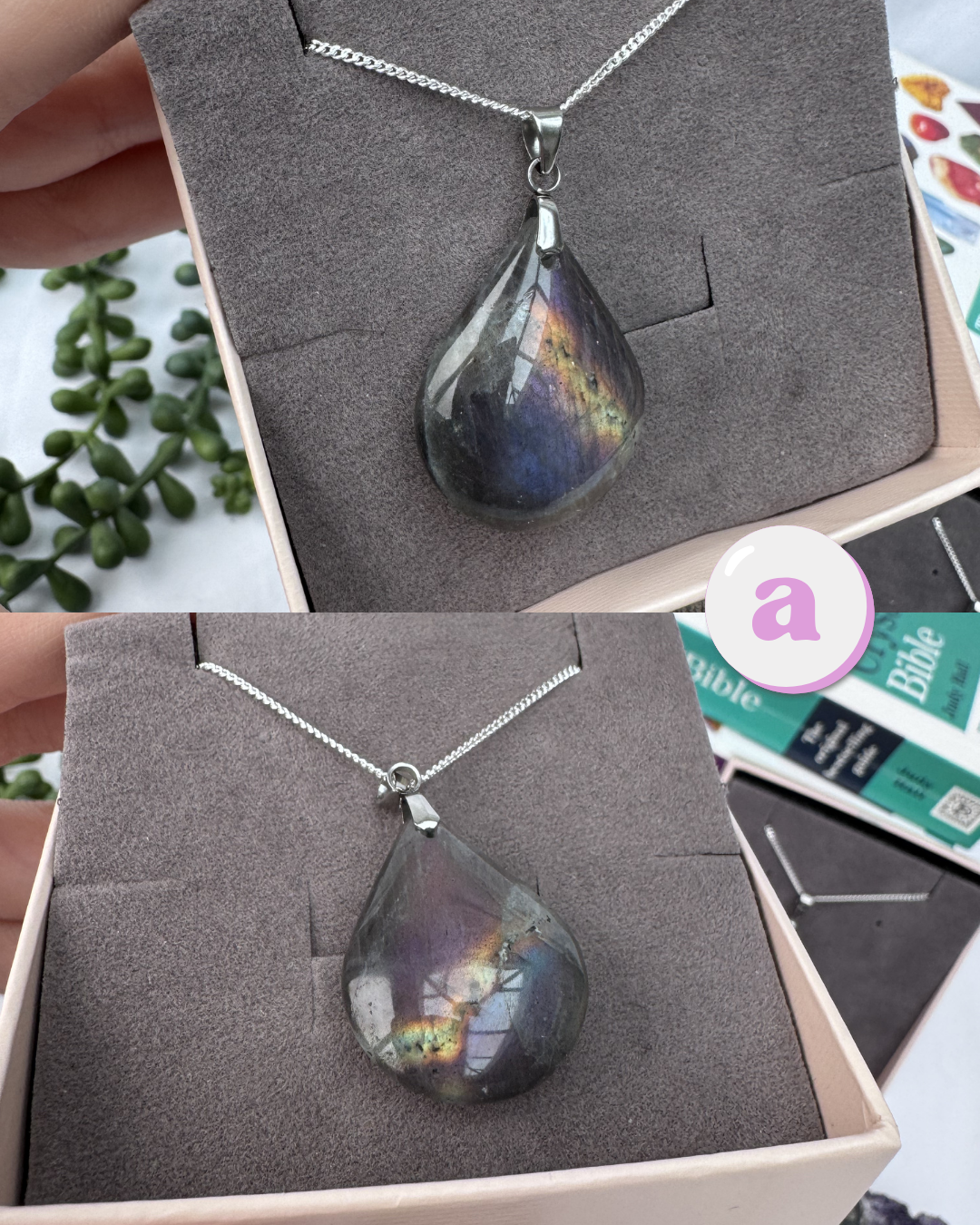 Labradorite Teardrop Sterling Silver Necklaces