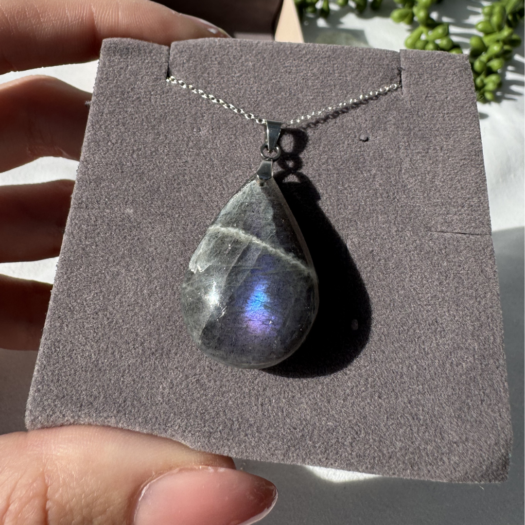 Labradorite Teardrop Sterling Silver Necklace