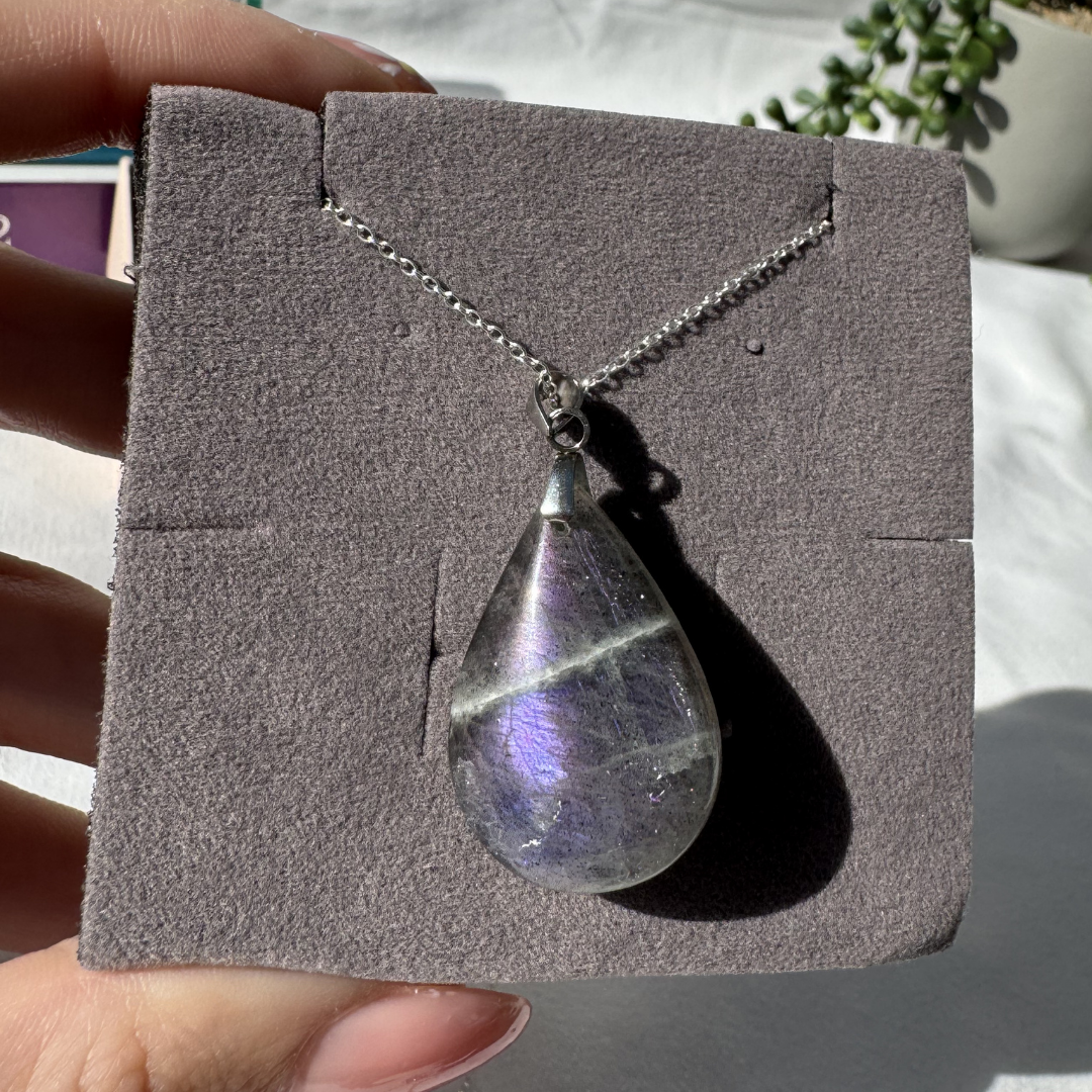 Labradorite Teardrop Sterling Silver Necklace