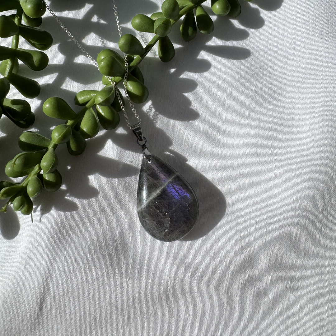 Labradorite Teardrop Sterling Silver Necklace