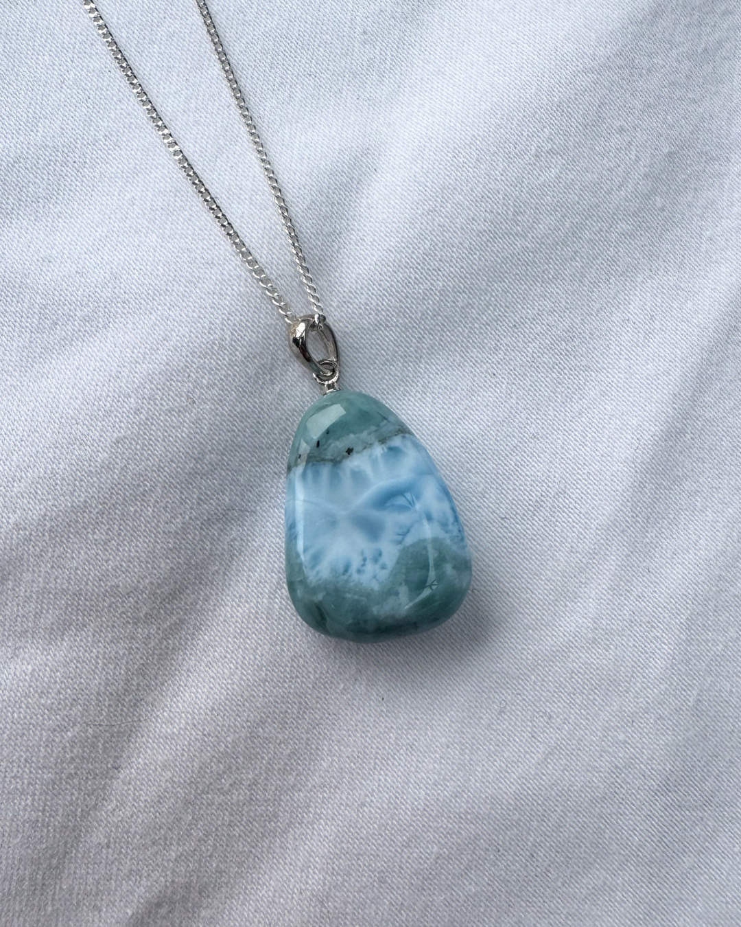 Larimar Drop Sterling Silver Necklace