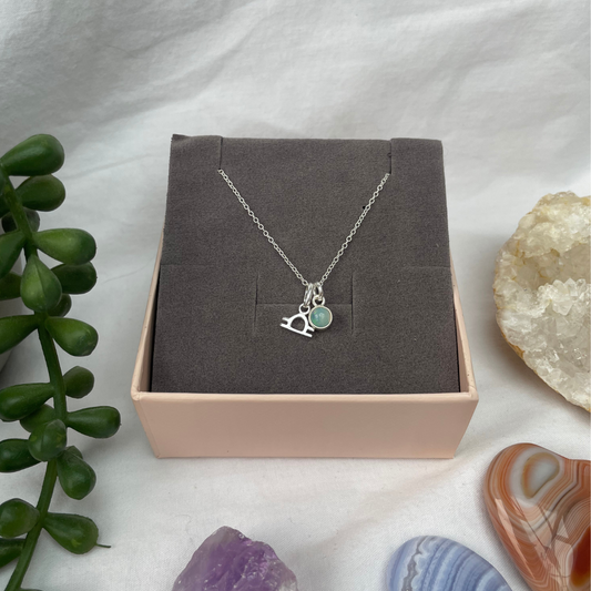 October Libra + Ethiopian Opal Necklace | October Birthstone Zodiac Necklace | Sterling Silver | 18 Inch