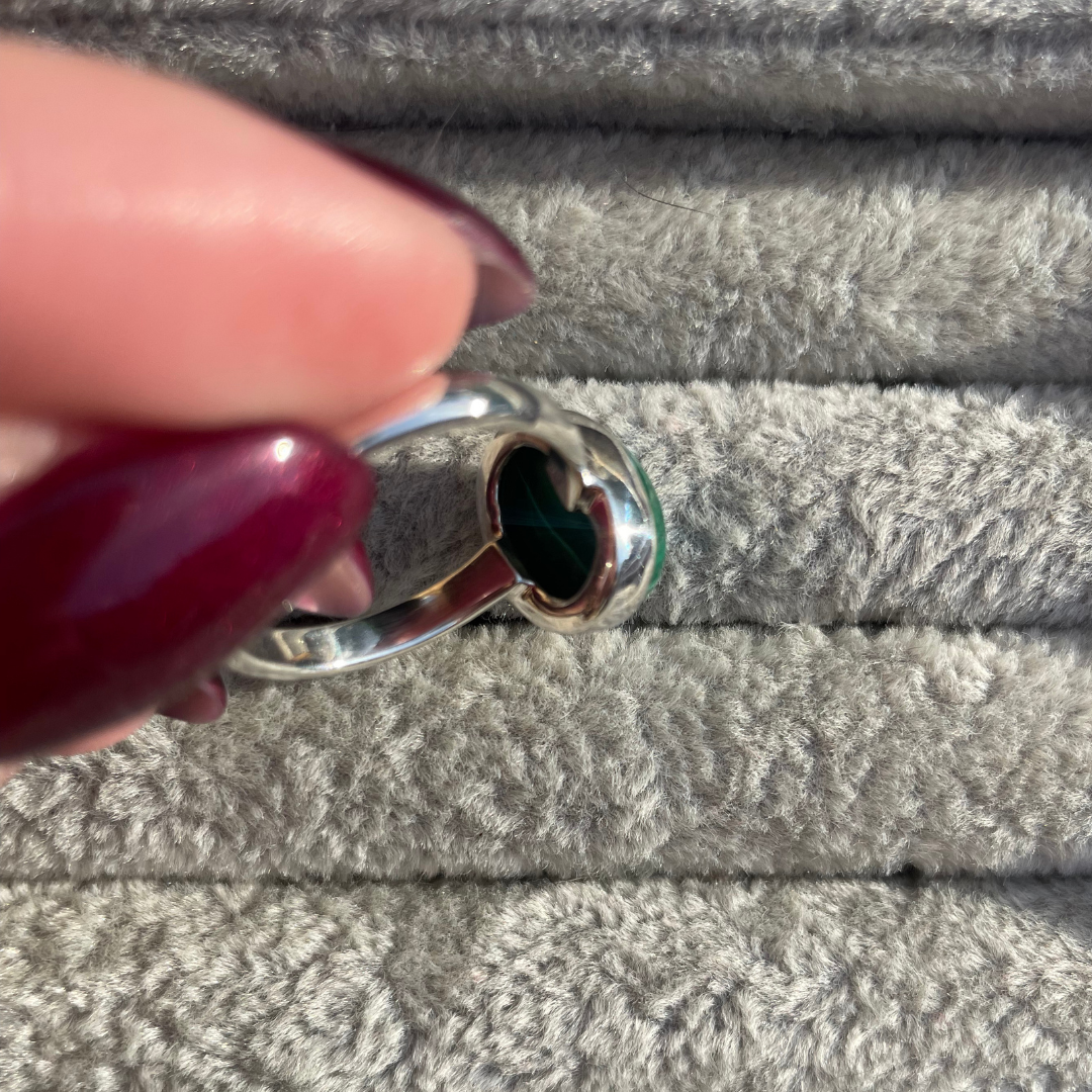 Malachite Teardrop Sterling Silver Rings | Q | 8