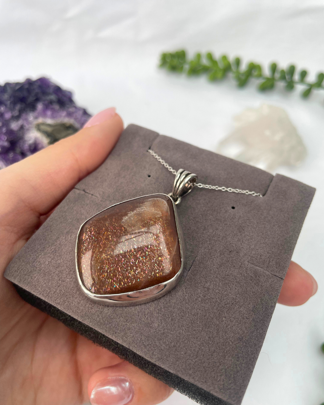 Moonstone Necklace | Sterling Silver Pendant + 18 Inch Sterling Silver Chain