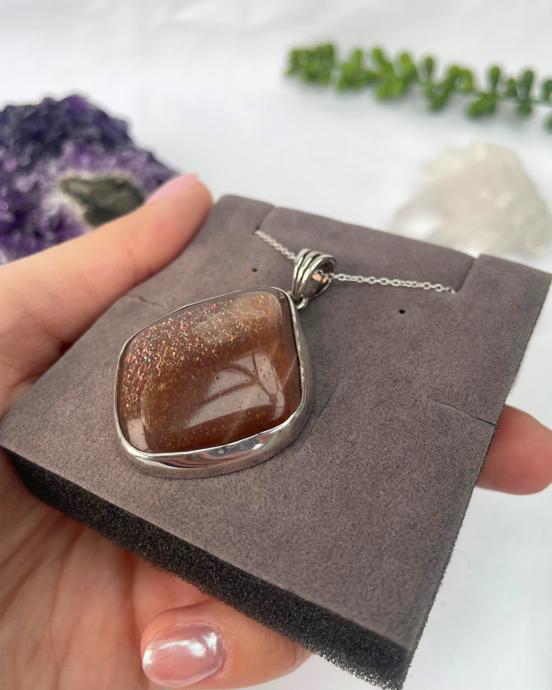 Moonstone Necklace | Sterling Silver Pendant + 18 Inch Sterling Silver Chain