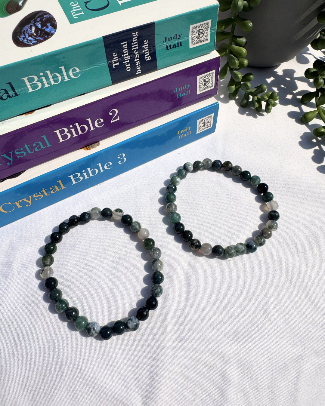 Moss Agate 6mm Bead Bracelets
