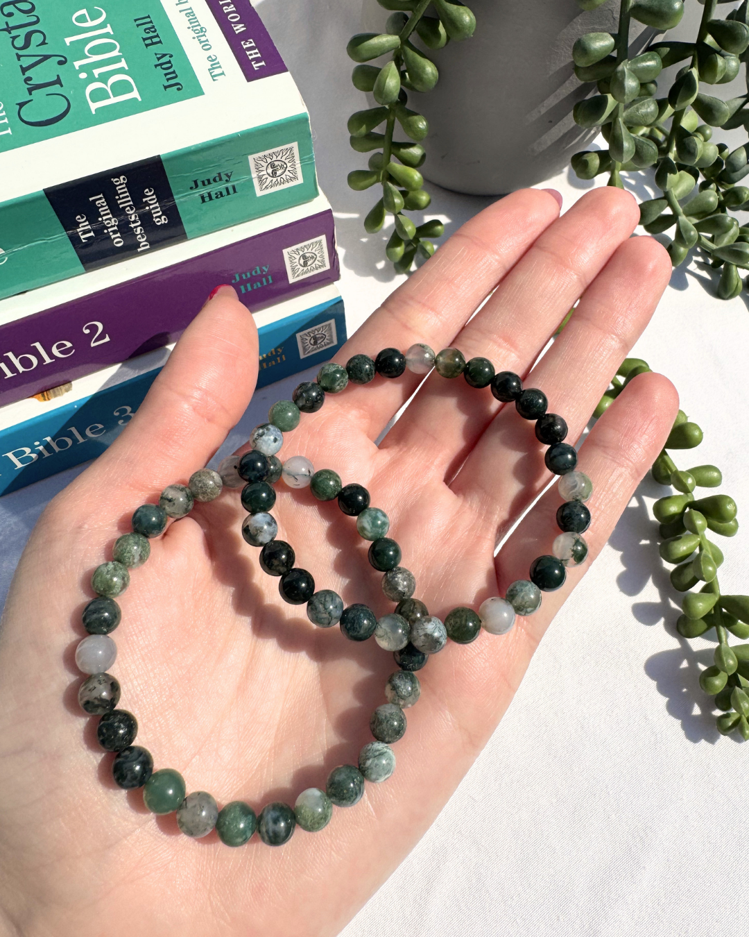 Moss Agate 6mm Bead Bracelets