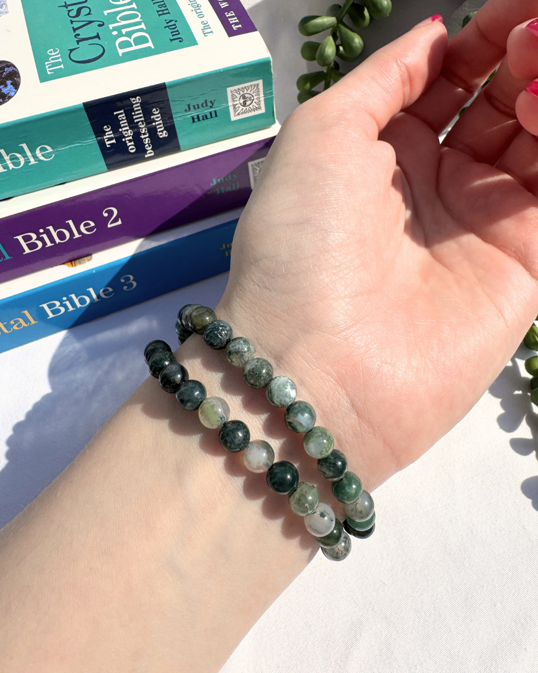 Moss Agate 6mm Bead Bracelets