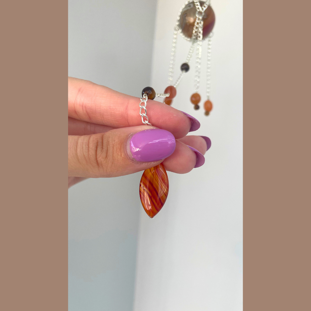 Pumpkin Spice Agate Suncatcher | Handmade Crystal Wall Hanging