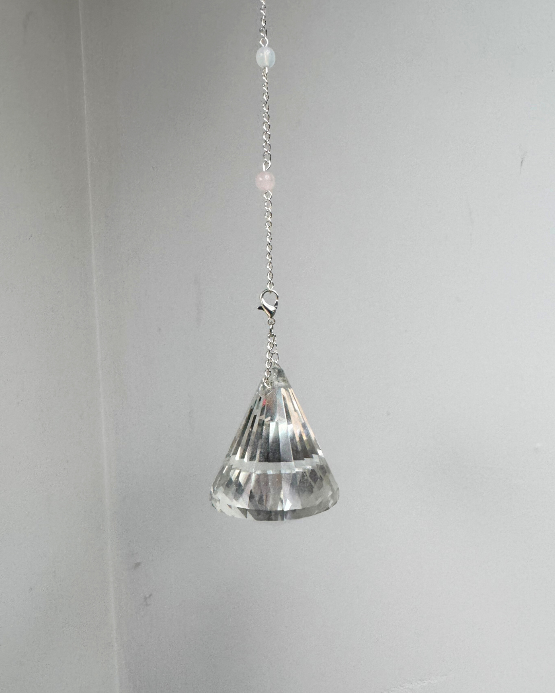 Selenite Sphere Suncatcher + Rose quartz | Handmade Crystal Wall Hanging | Alternate Ending