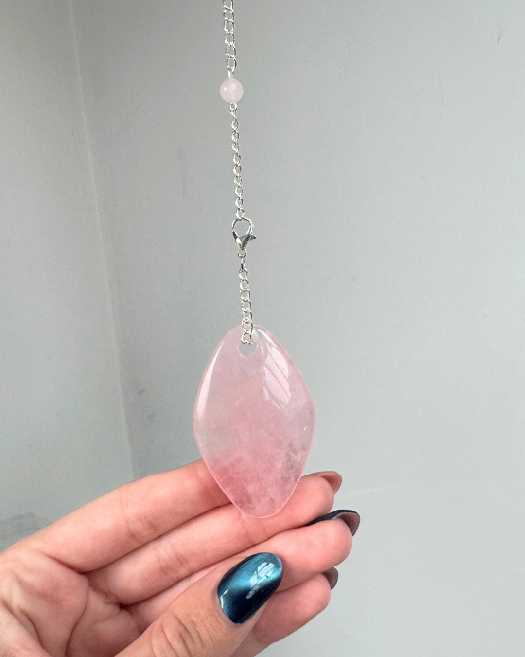 Selenite Sphere Suncatcher + Rose quartz | Handmade Crystal Wall Hanging | Alternate Ending