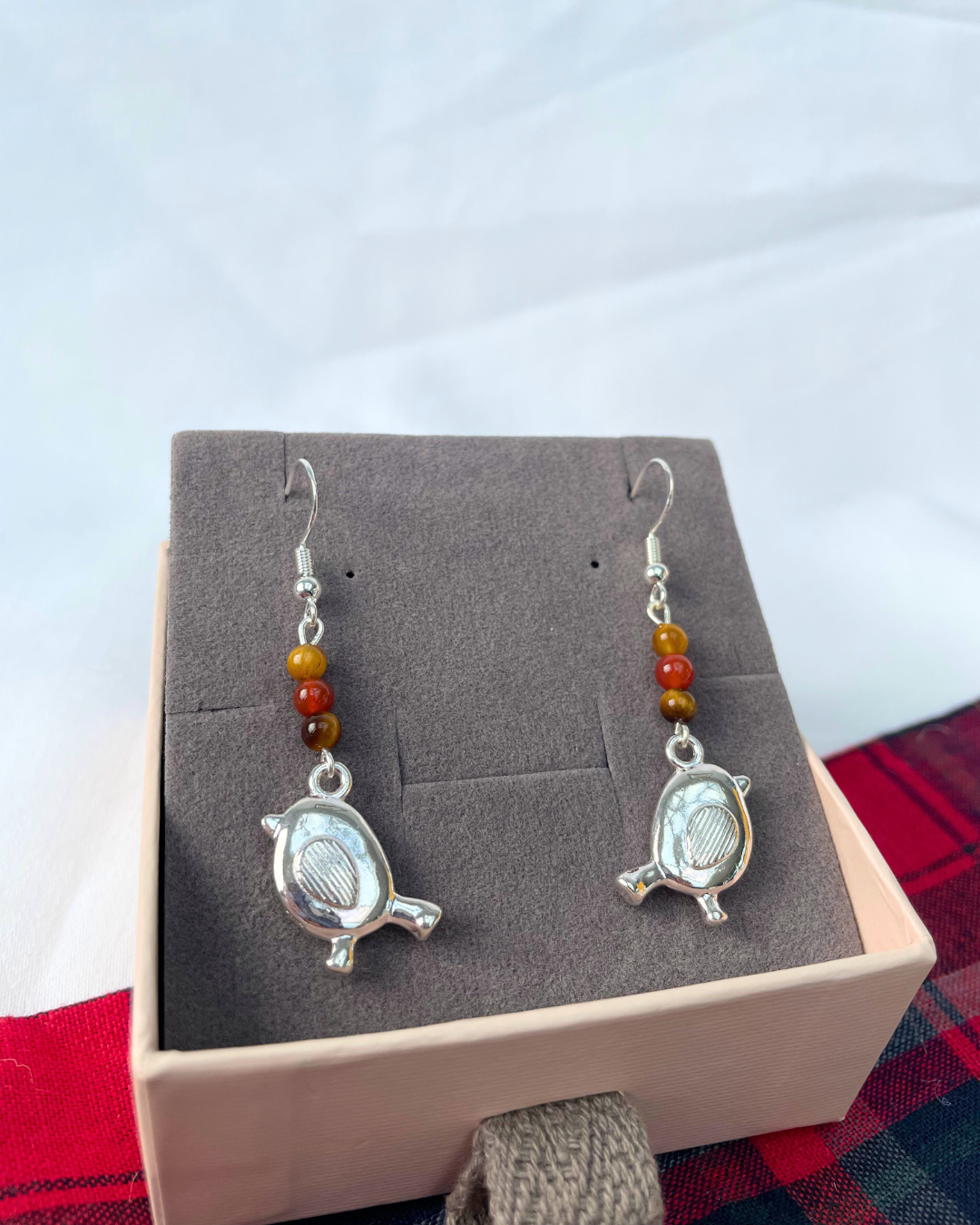 Festive Robin Earrings | Sterling Silver Handmade Crystal Earrings