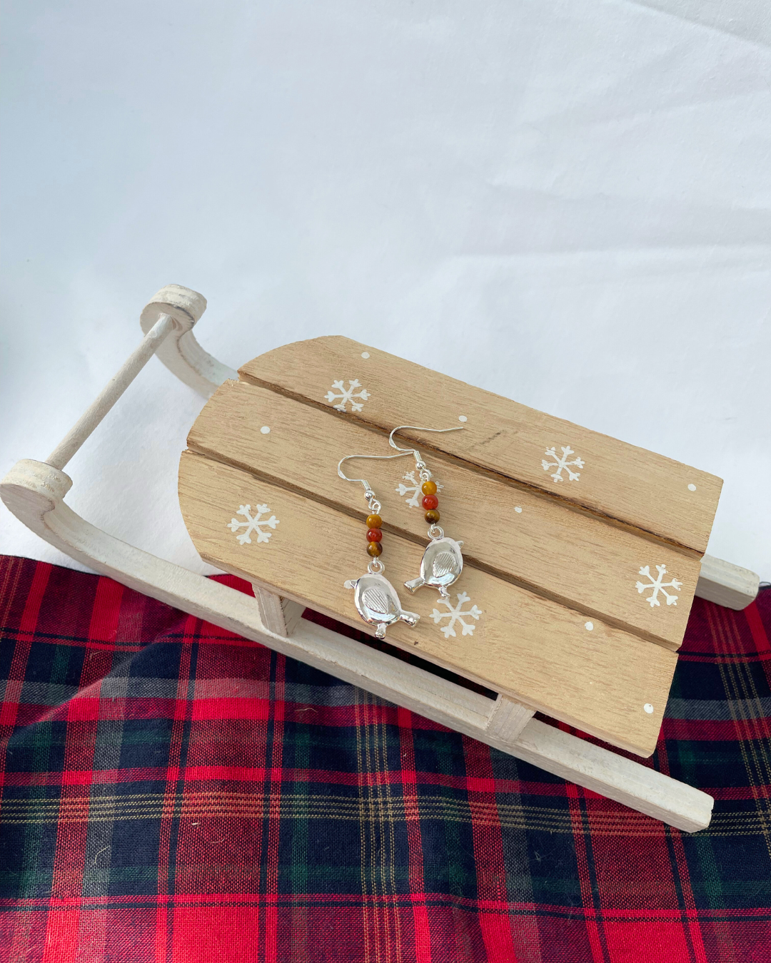 Festive Robin Earrings | Sterling Silver Handmade Crystal Earrings