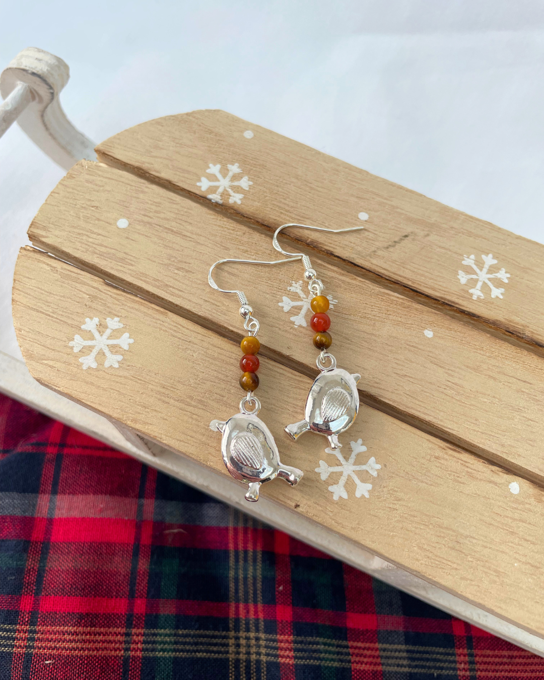 Festive Robin Earrings | Sterling Silver Handmade Crystal Earrings