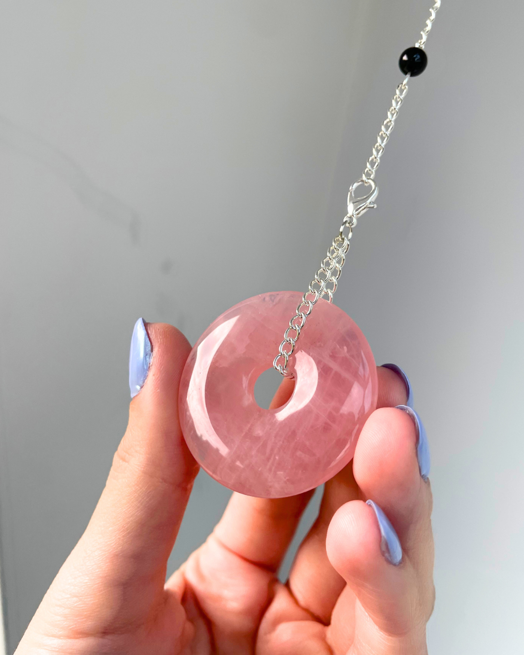 Rose Quartz Sphere Suncatcher + Black Onyx | Handmade Crystal Wall Hanging