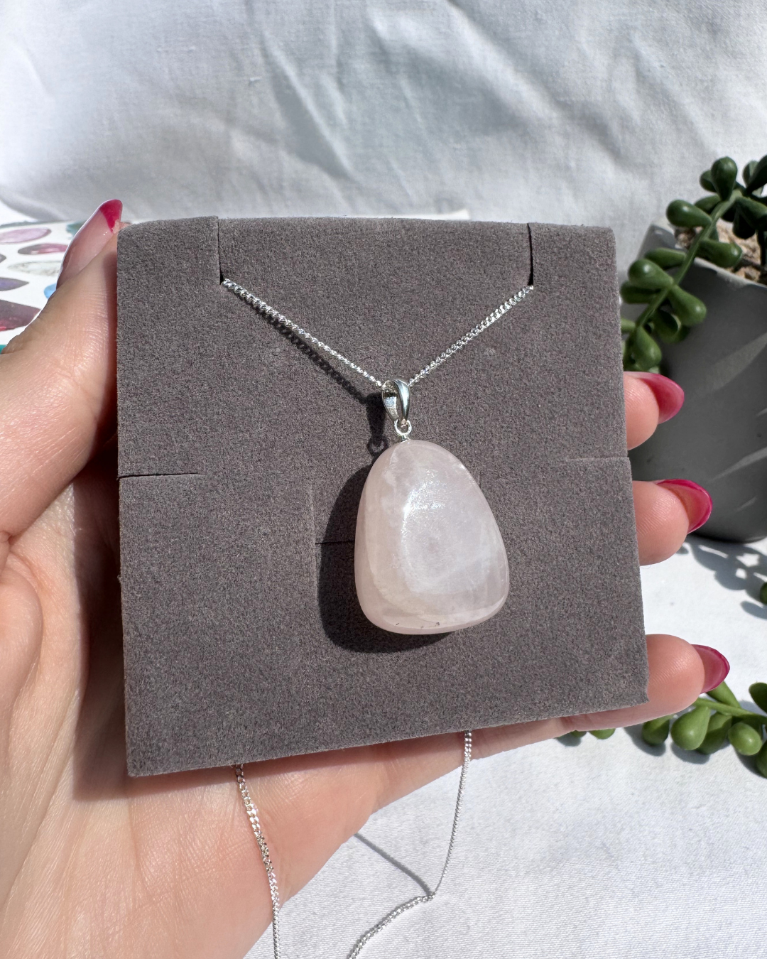 Rose Quartz Sterling Silver Necklace