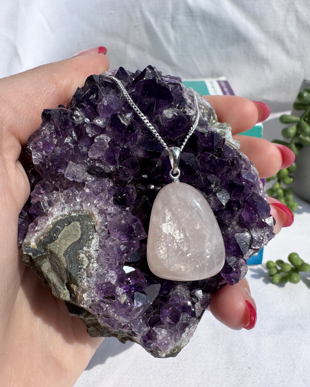 Rose Quartz Sterling Silver Necklace