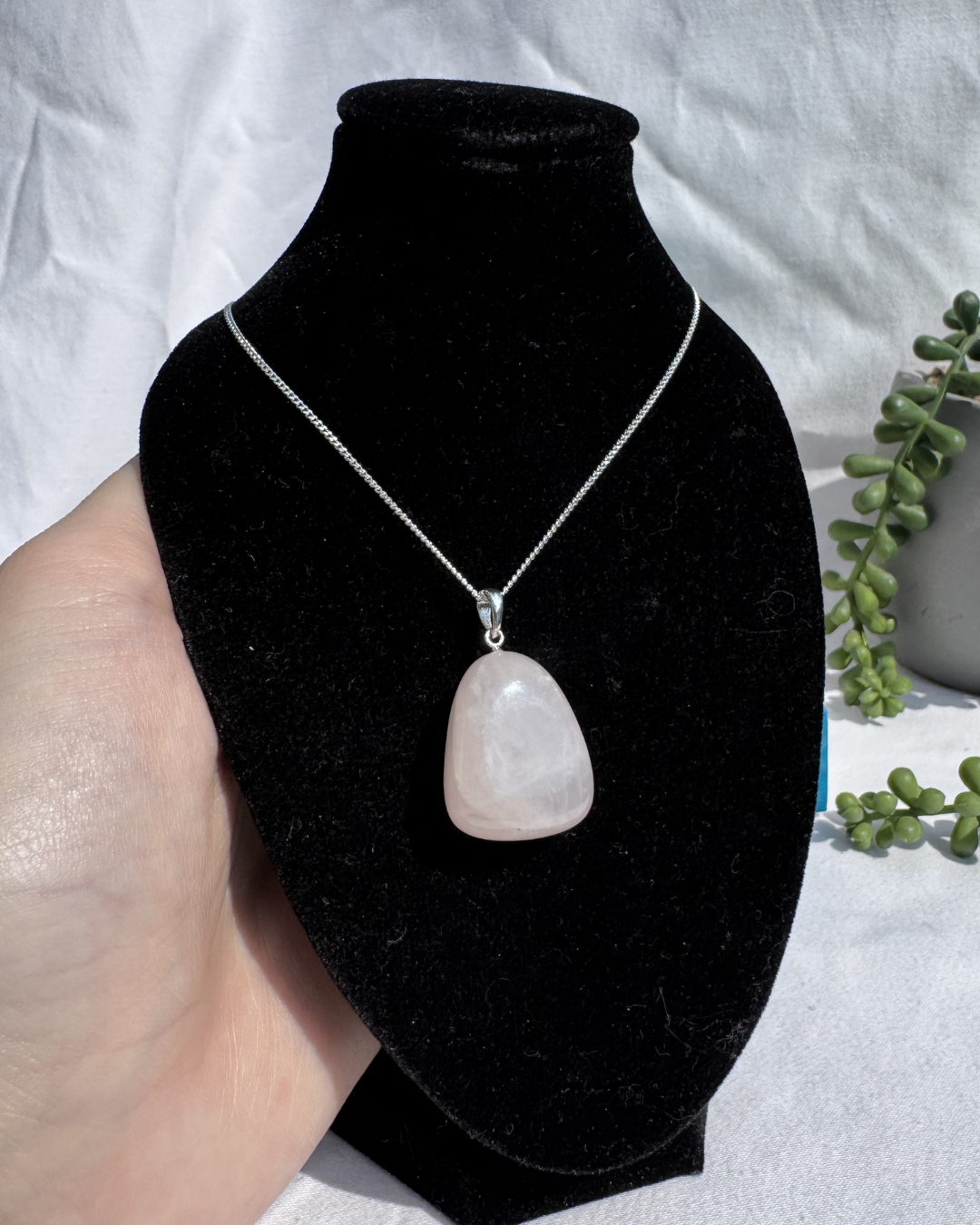 Rose Quartz Sterling Silver Necklace