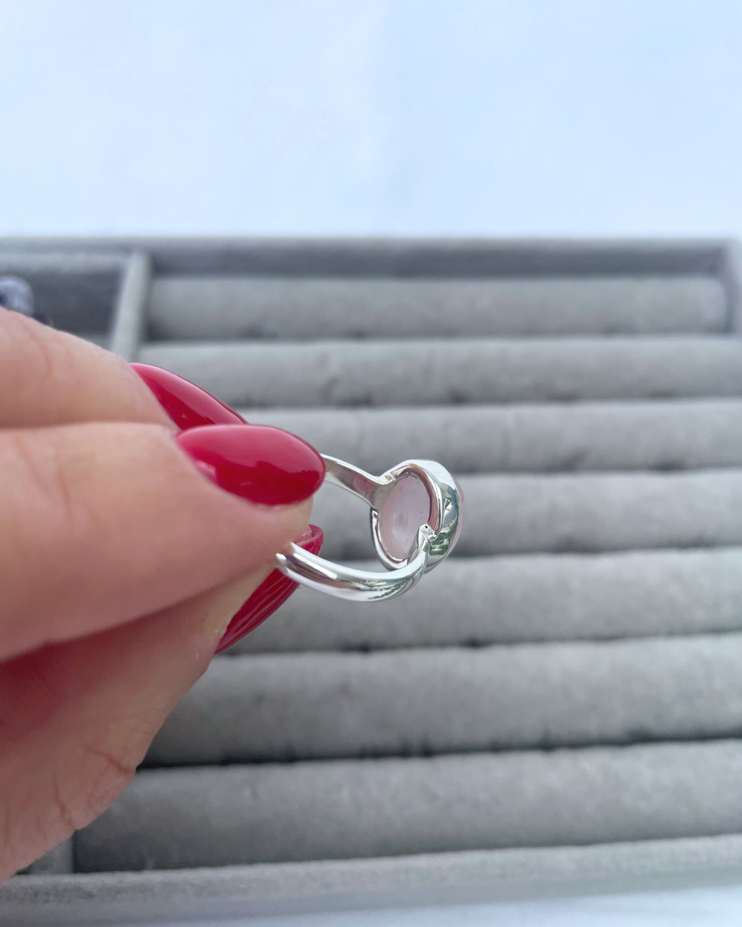 Rose Quartz Sterling Silver Rings | O + M | 7.25 + 6.5