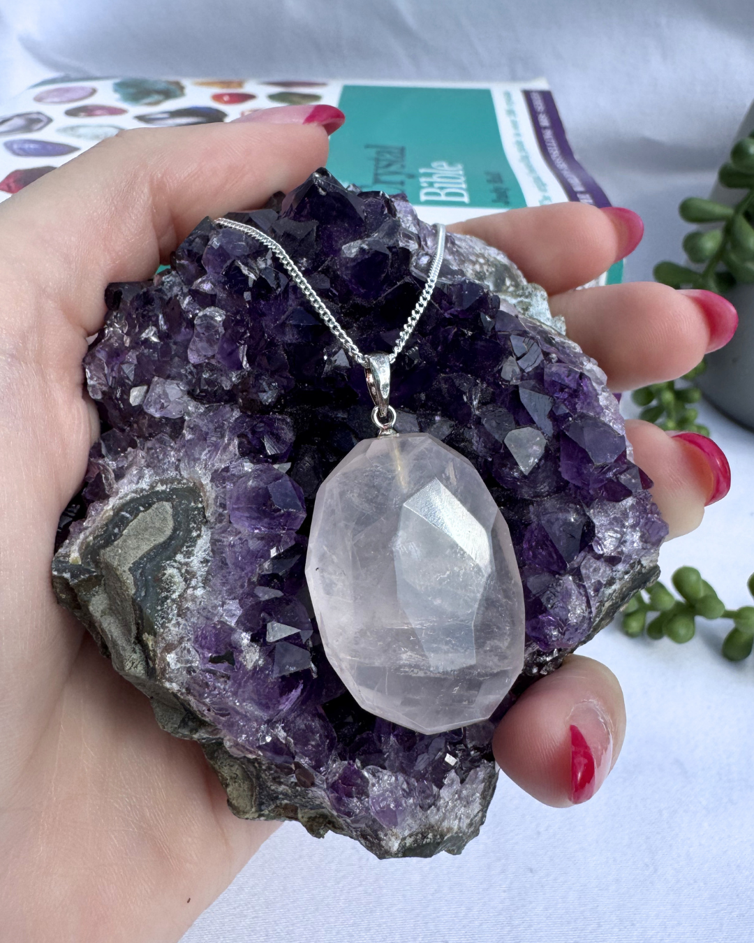 Rose Quartz Faceted Sterling Silver Necklace
