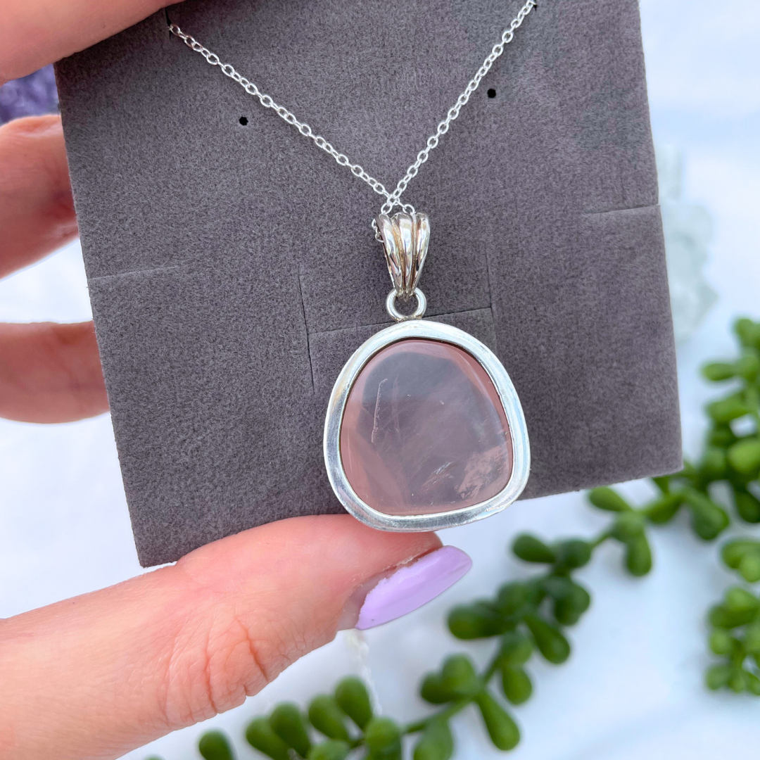 Rose Quartz Pendant | 925 Sterling Silver