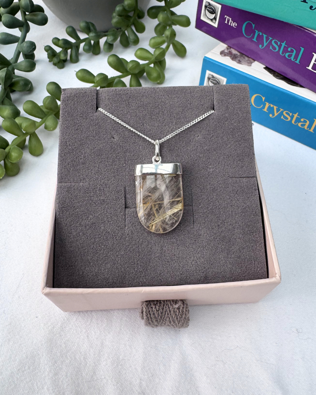 Rutilated Quartz Arch Sterling Silver Necklace