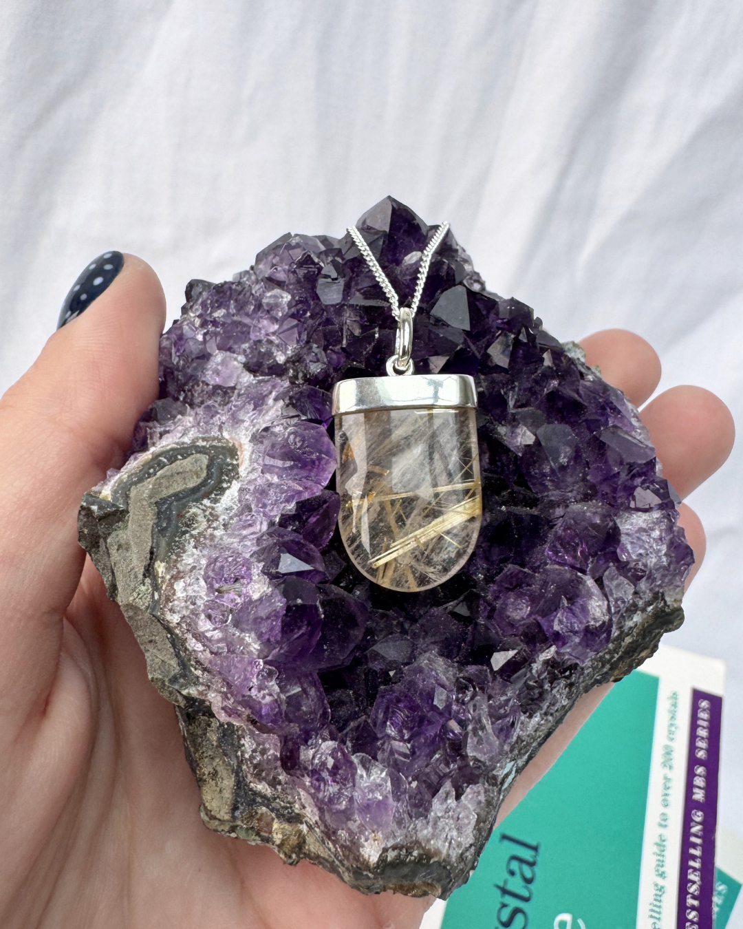 Rutilated Quartz Arch Sterling Silver Necklace