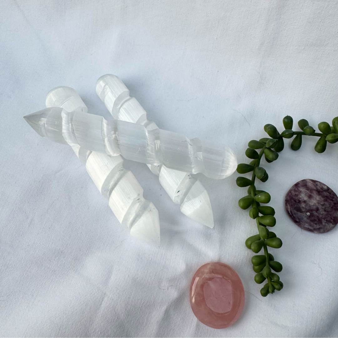 Selenite Spiral Wands