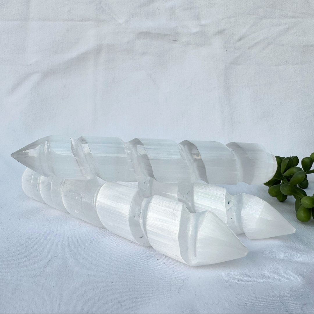 Selenite Spiral Wands