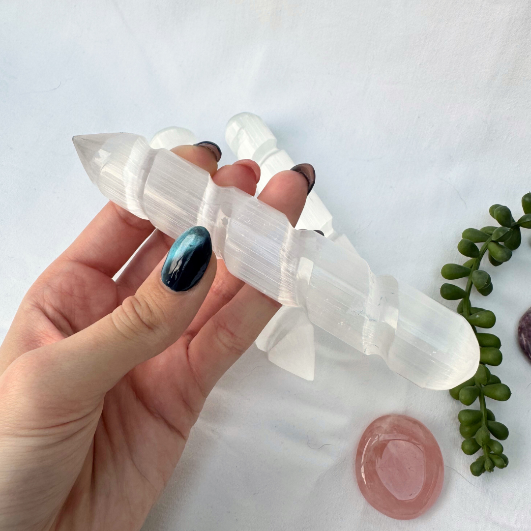 Selenite Spiral Wands
