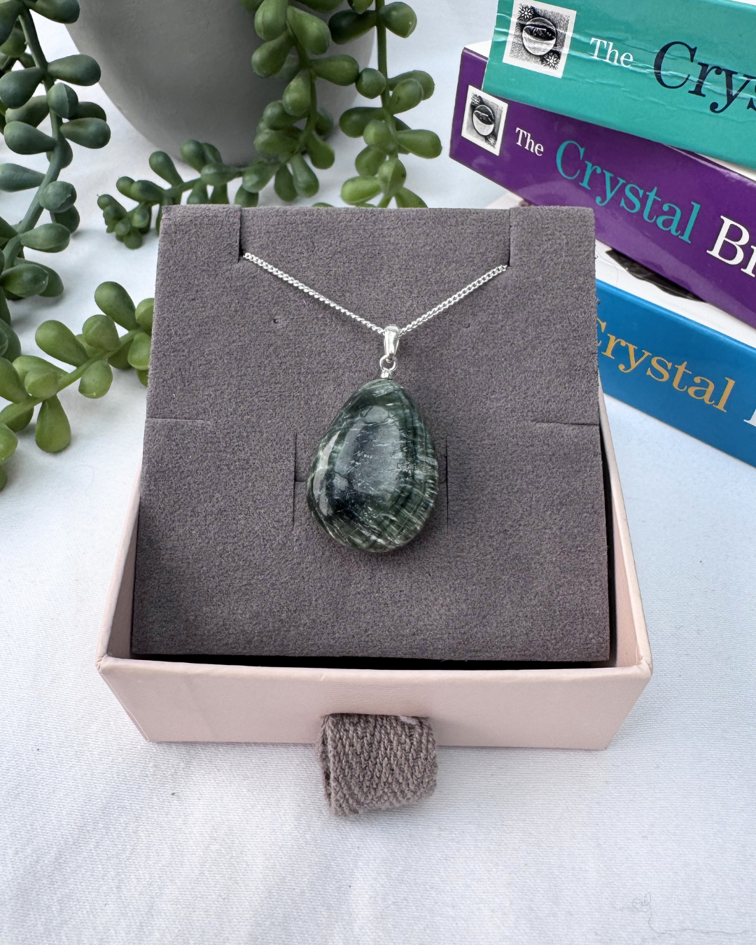 Seraphinite Oval Sterling Silver Necklace