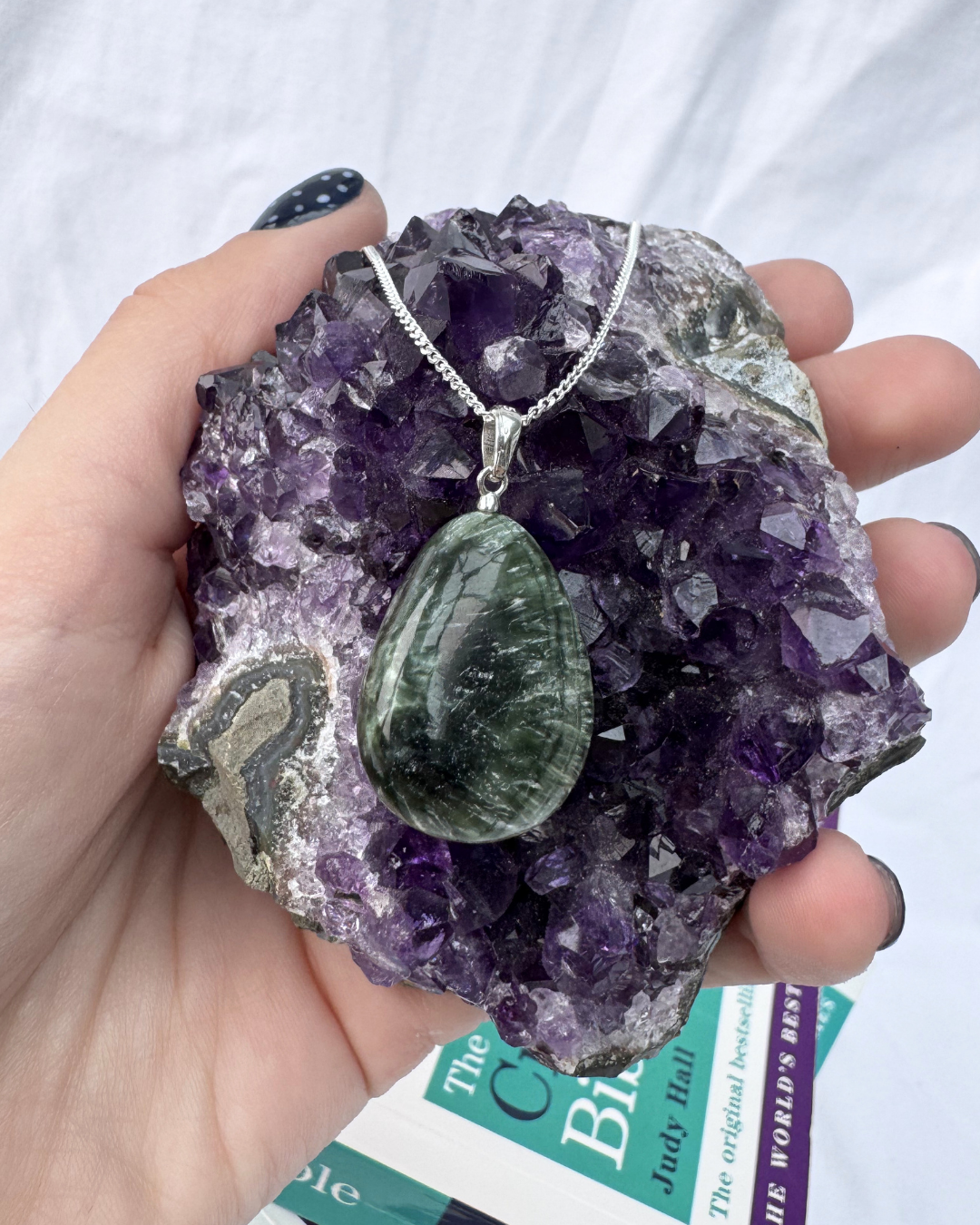 Seraphinite Oval Sterling Silver Necklace