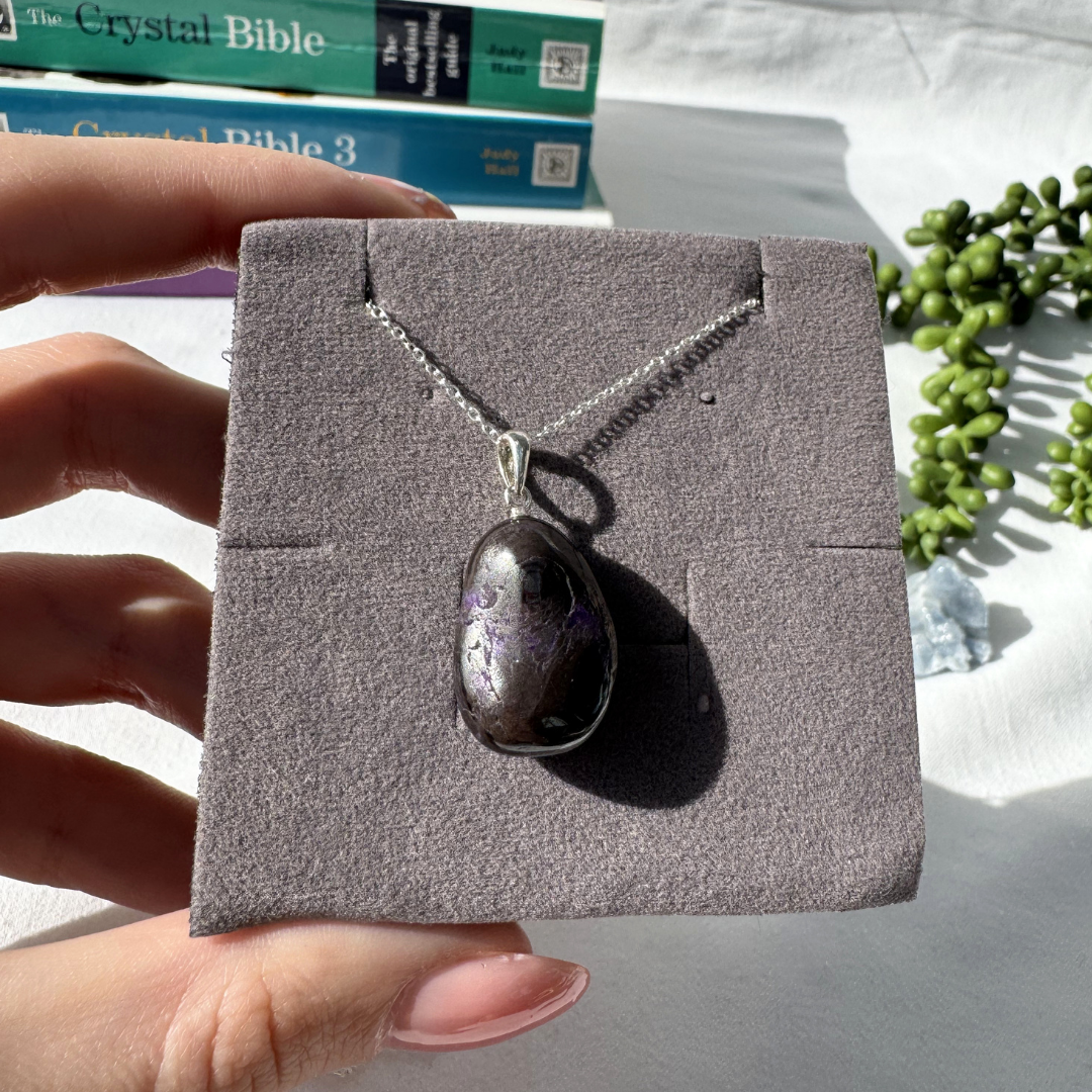 Sugilite Drop Sterling Silver Necklace