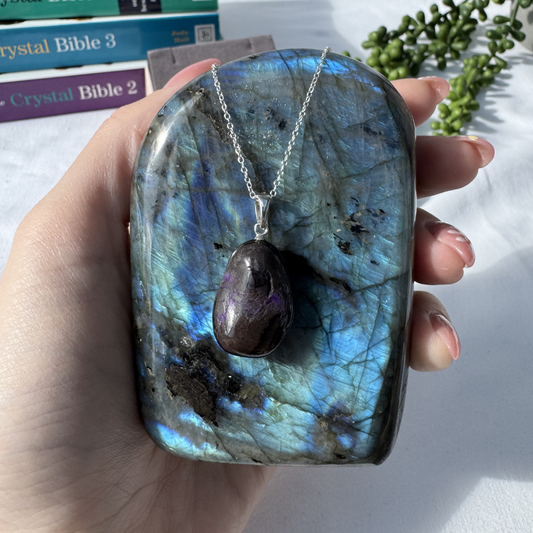 Sugilite Drop Sterling Silver Necklace