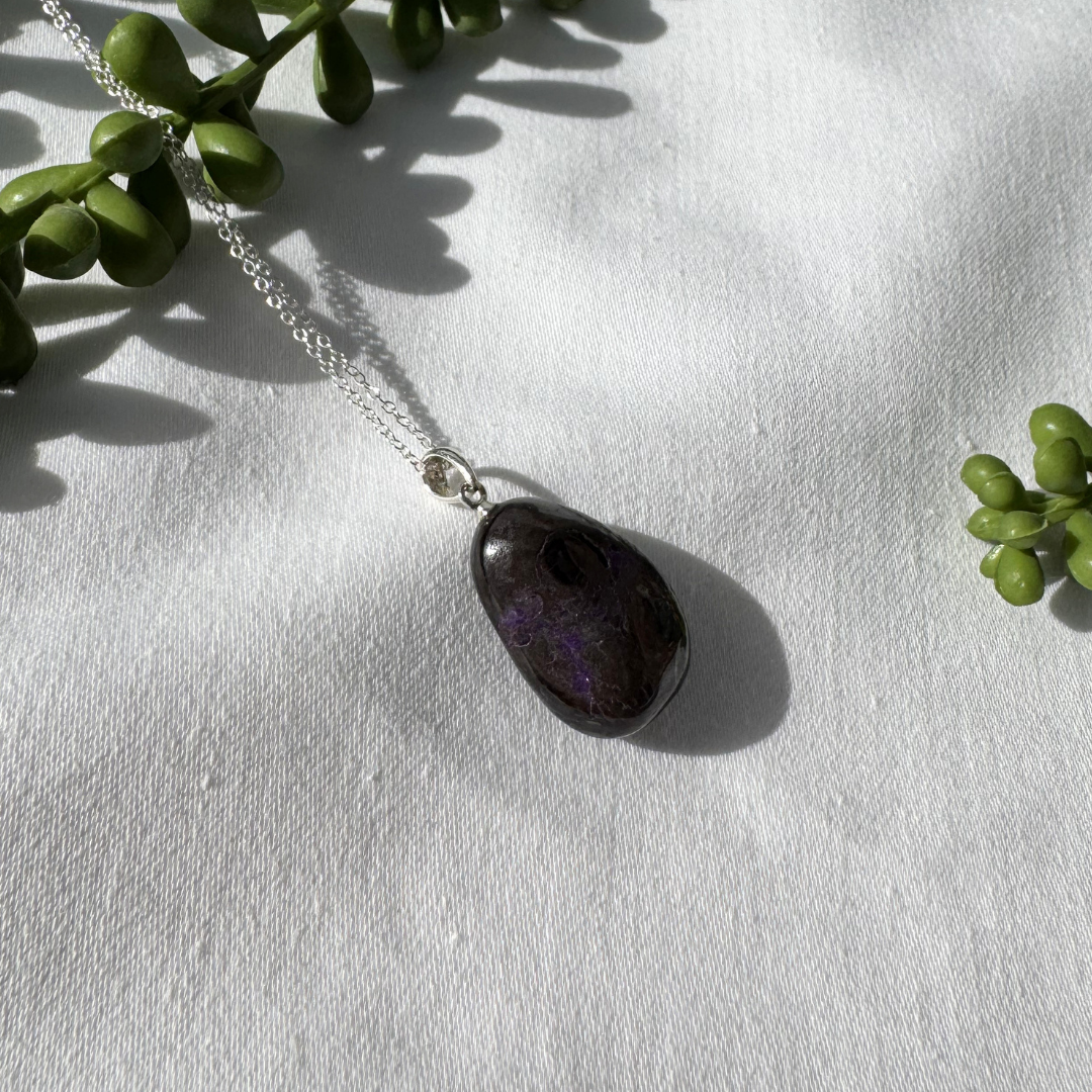Sugilite Drop Sterling Silver Necklace