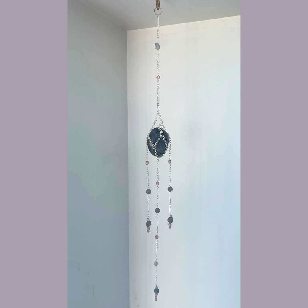 Sunset Labradorite Palmstone Suncatcher | Handmade Crystal Wall Hanging