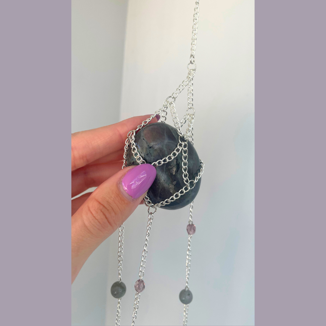 Sunset Labradorite Palmstone Suncatcher | Handmade Crystal Wall Hanging